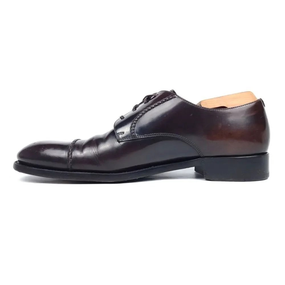 ERMENEGILDO ZEGNA Cap Toe Brown Leather Old Money Oxford Shoes 9 Quiet Luxury